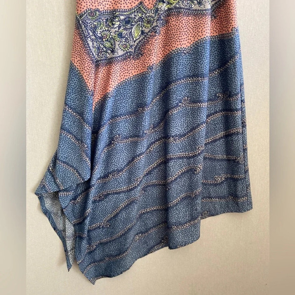 BCBG Max Azria Paisley floral  print belted sleeveless asymmetrical dress Sz M - Picture 8 of 12